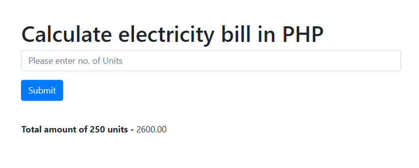 Calculate electricity bill in PHP