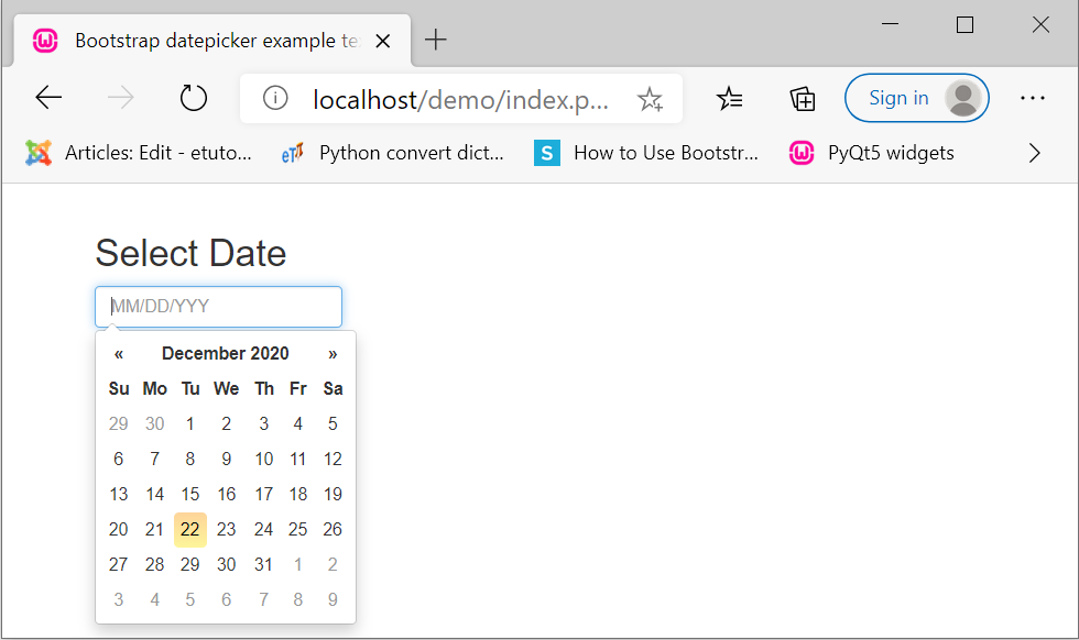 React Datepicker Bootstrap 4 Material Design Examples