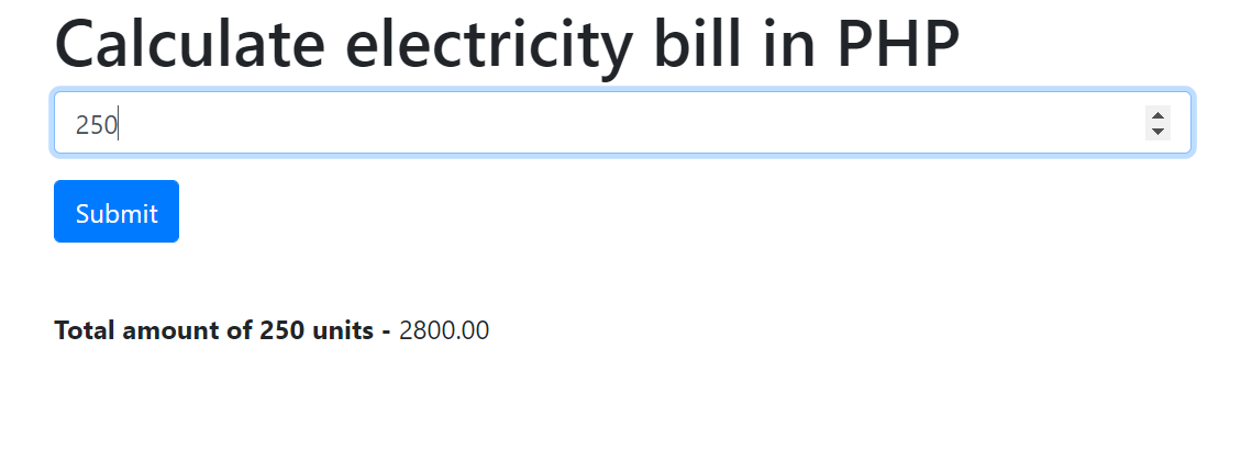 Calculate electricity bill in PHP