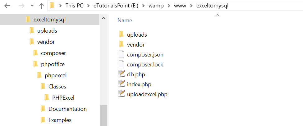 PHPExcel file Structure