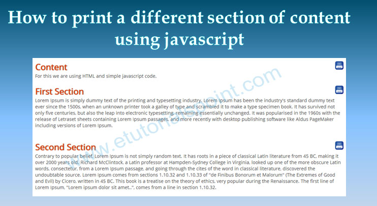 Print section of page using javascript