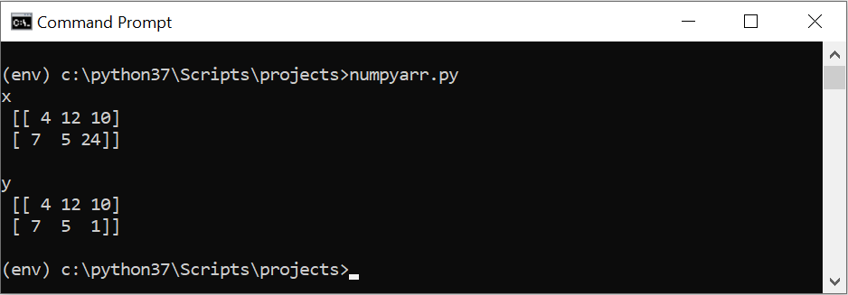 Write the numpy program to copy data from a given array to another array