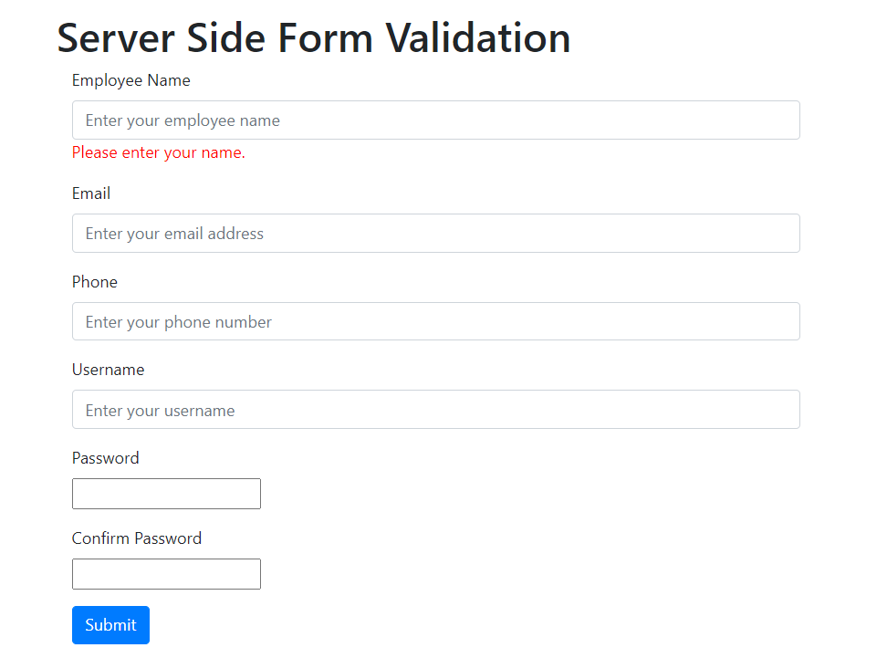 Server Side Form Validation