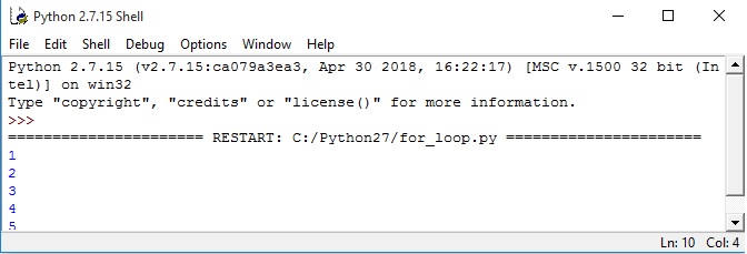 Python for loop